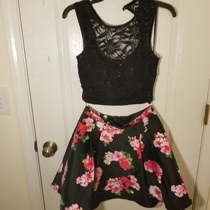 2 piece Black and Pink Homecoming Dress